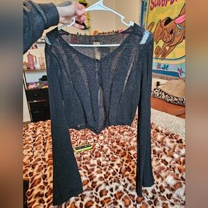 SHEIN Black Sheer Knit Top